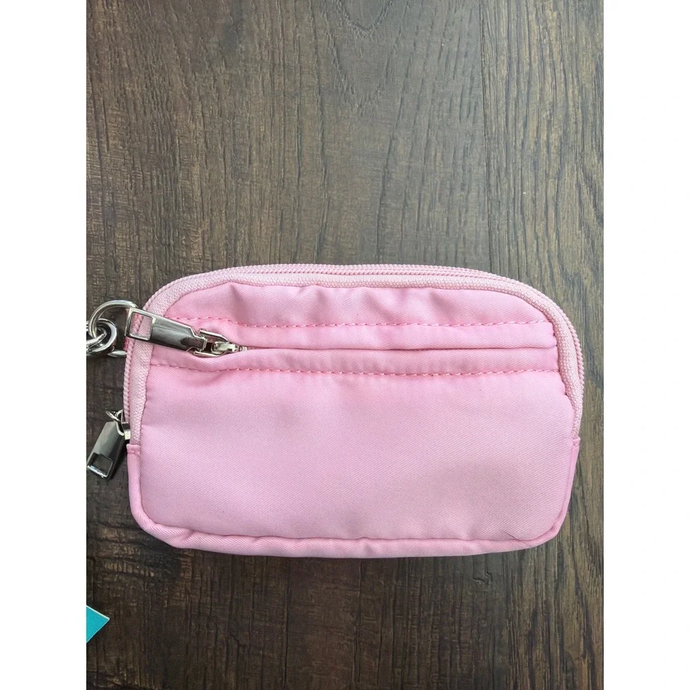 NMC Designs Faux Fur Lanyard Wallet ID Womens‎ Pink Minky Wristlet Set crossbody